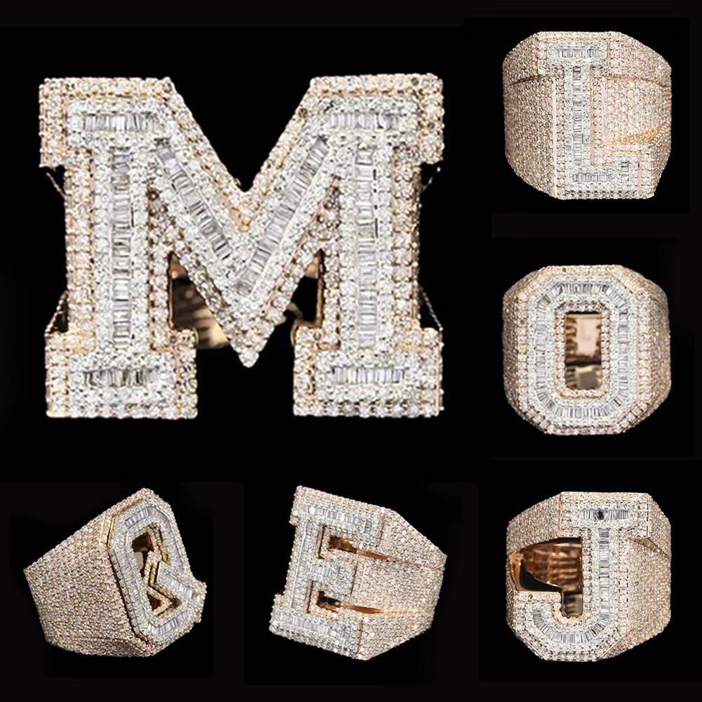 Rapper Jewelry Hiphop Rings for Men Heart Baguette Cut 925 Sterling Silver Iced Out Vvs Moissanite Ring