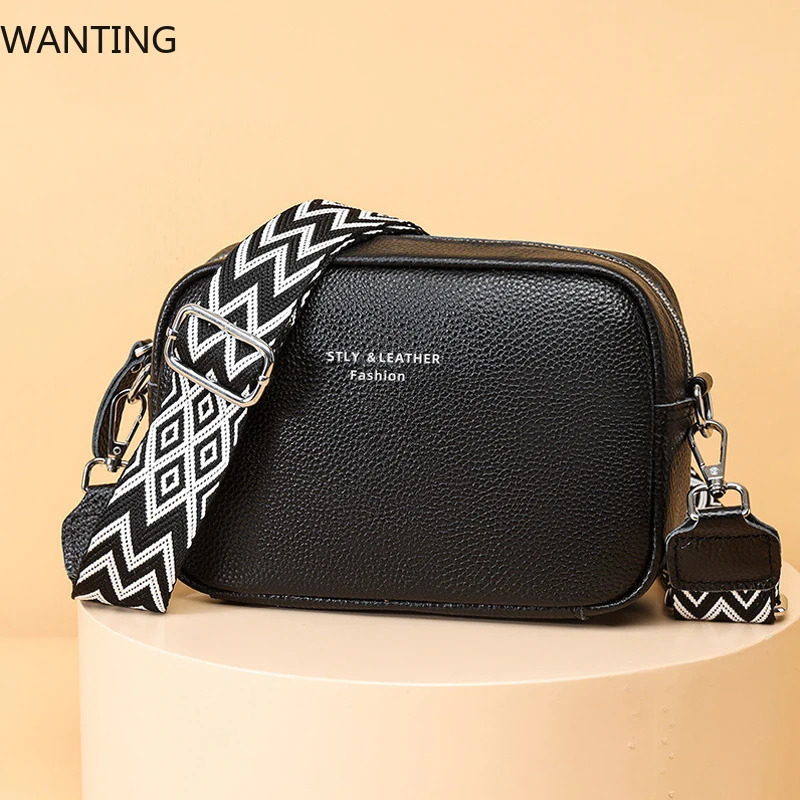 Cowhide Womens Bags 2025 Genuine Leather Women Crossbody Shoulder Female Messenger Handbag 260227