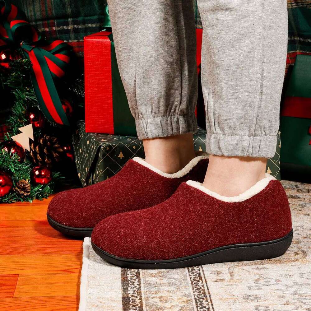 Litfun Winter Plush Lining Shoes Leisure Rubber Sole Indoor Slides Fluffy Warm Cozy Outdoor Women's Cotton Slippers