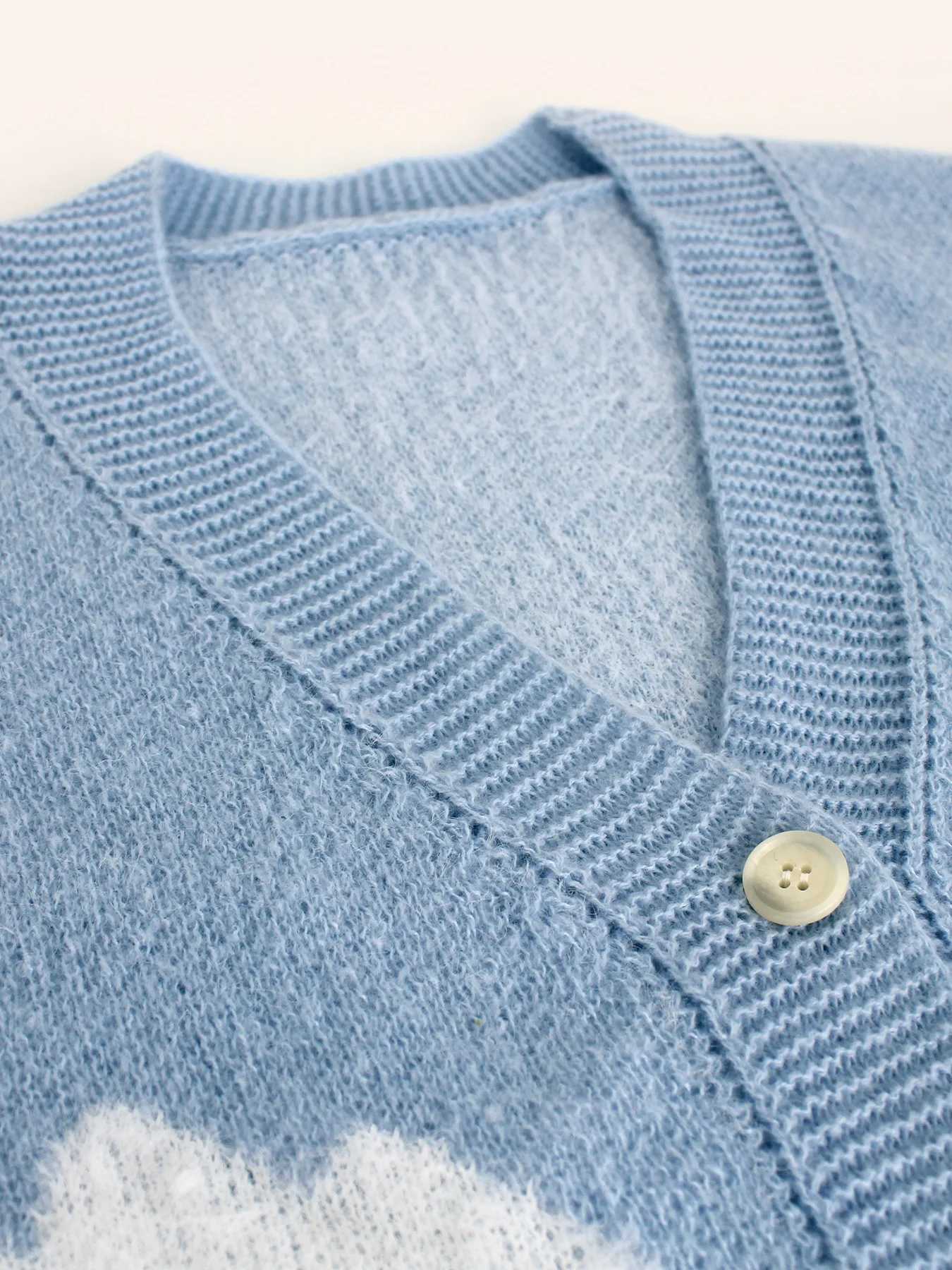 Womens sweater long sleeved cardigan white cloud jacquard medium long style for spring autumn and winter M260306