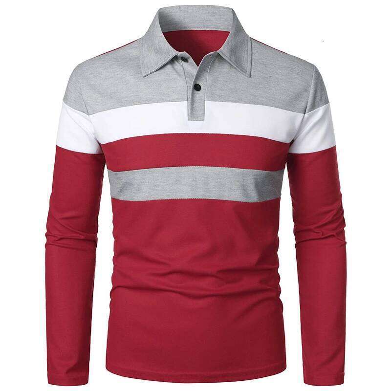 New Long Sleeve Tshirt Splicing Polos Tee Business Breathable Streetwear Basic Lapel Tops Lightweight T Shirts for Men 26H0306