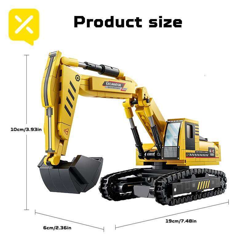 Building Blocks Excavator Construction Engineering Vehicle Toys Movable Arm 360 Rotation Anti-Slip Tracks Bricks Gifts for Boys Z260305