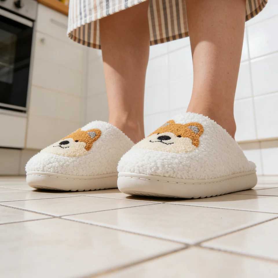 Kids Slippers House Shoes Cartoon Winter Shoes For Girls Warm Anti-slip Soft Bottom Pink White Shoes Size 36-45 S260305