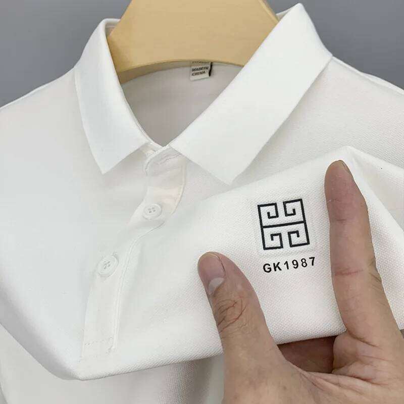Pure Cotton Summer Men's Short T-Shirt Casual Lapel Embroidered POLO Shirt Versatile Breathable Half Sleeved Top For Men
