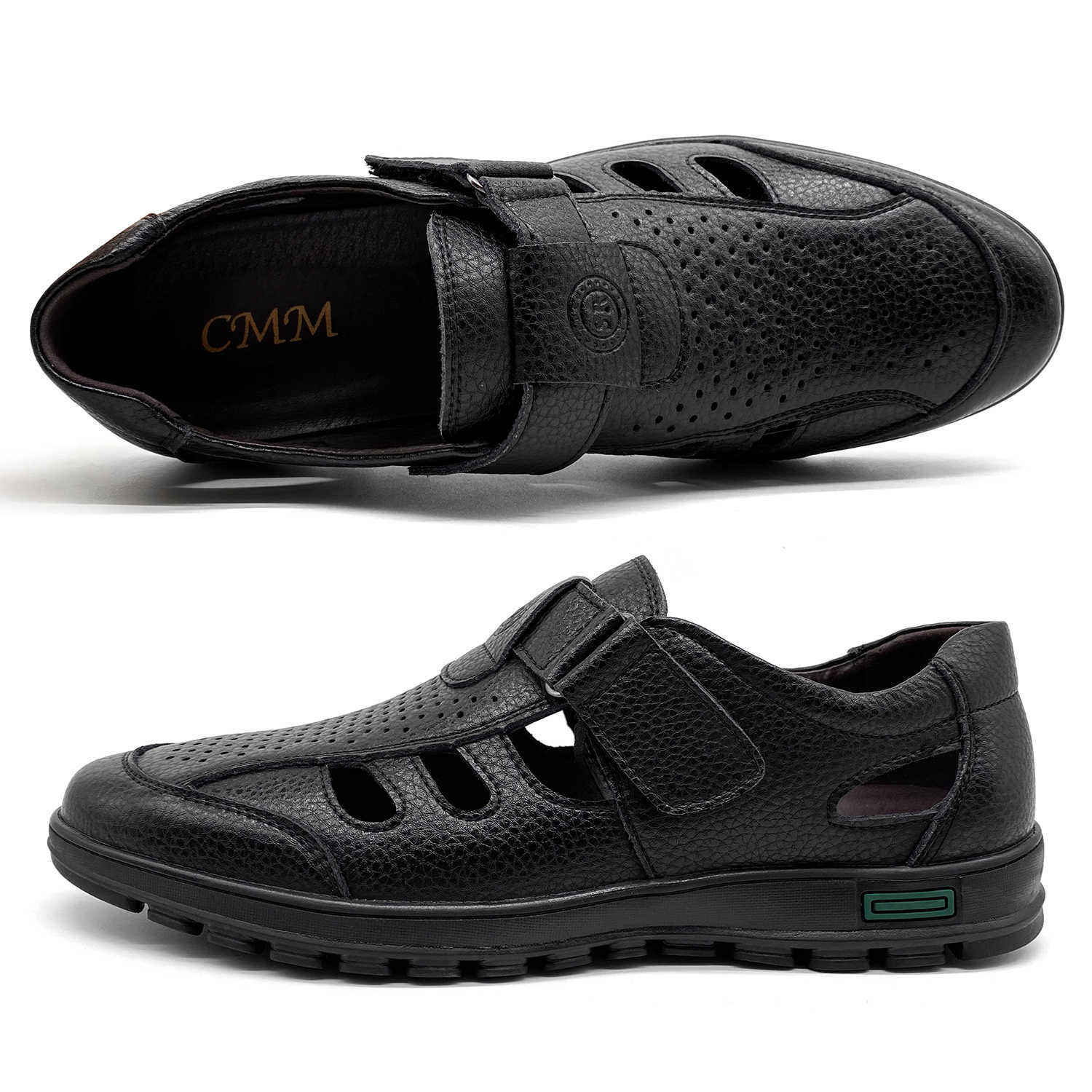 Men's Breathable Leather Open-toe Sandals With Adjustable Non-slip Rubber Soles Comfortable Casual Summer Walking Shoes Closed-toe Strap Sandals