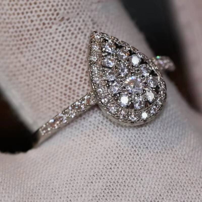 GRA Vvs Moissanite Solid Gold 925 Silver Diamond Ring with Emerald Radiant Oval Pear Cut for Engagement Women Men