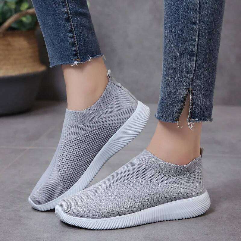 Vulcanized High Quality Sneakers Slip On Flats Shoes Women Loafers Plus Size 43 Walking Flat