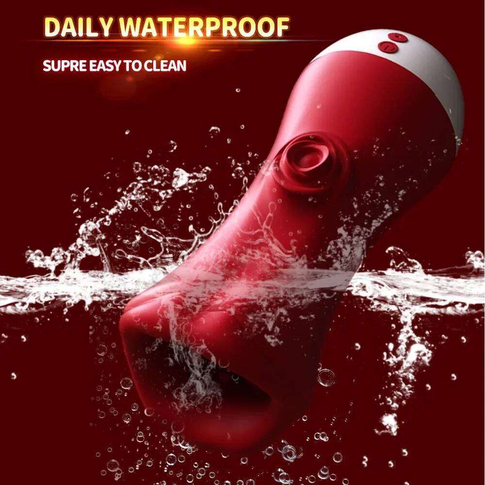 Deep Throat Male Penis Training Cup Tongue Licking Vibrator Blowjob Sex Toys Mens Glans Stimulation Exercise Masturbator for Men W260305