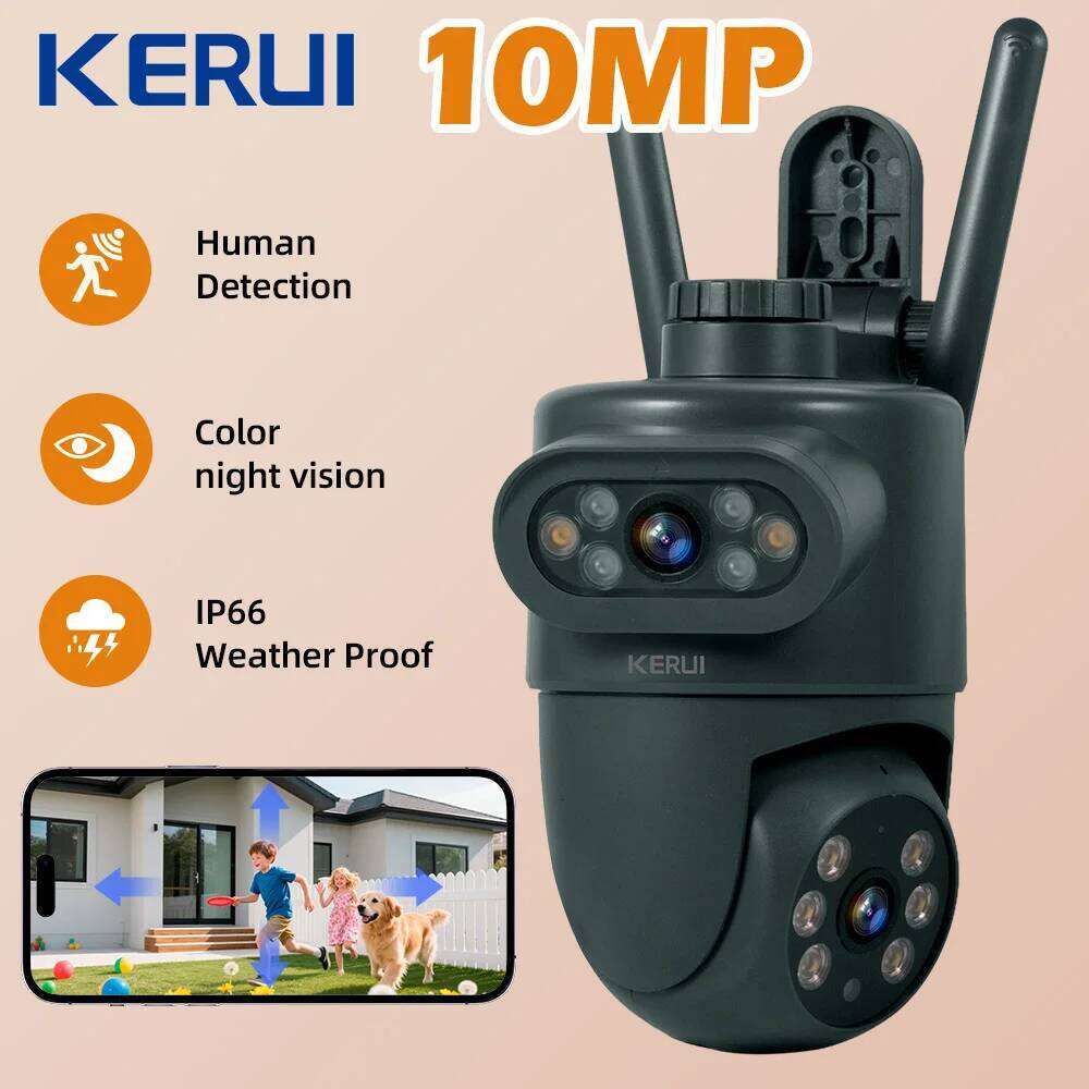 KERUI Tuya Smart 5K 10MP Dual Lens Outdoor Pan/Tilt Home Security Wi-Fi Camera 360 Motion Tracking Works With Alexa 26W0306