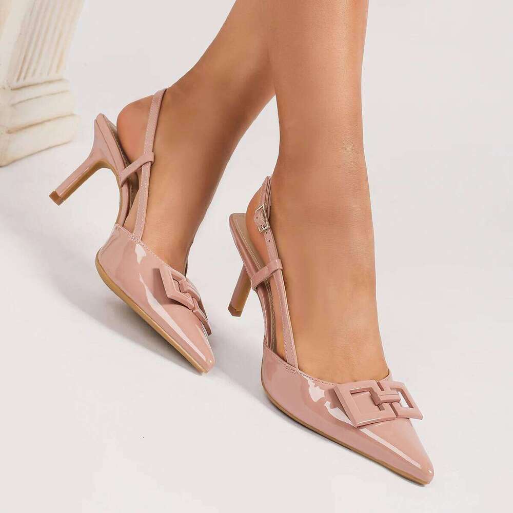 Women's Fashion Square Buckle Stiletto Heels, Elegant, Simple, Versatile and Comfortable