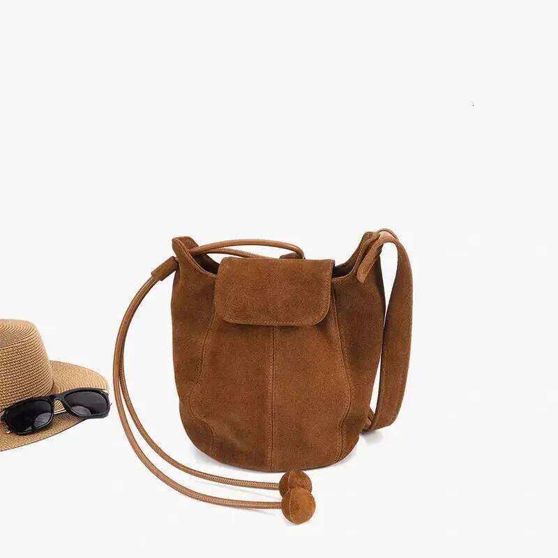 Frosted Suede Bucket Pumpkin For Women High End Niche Design Single Shoulder Underarm Crossbody Bag TIANOUDAISHU