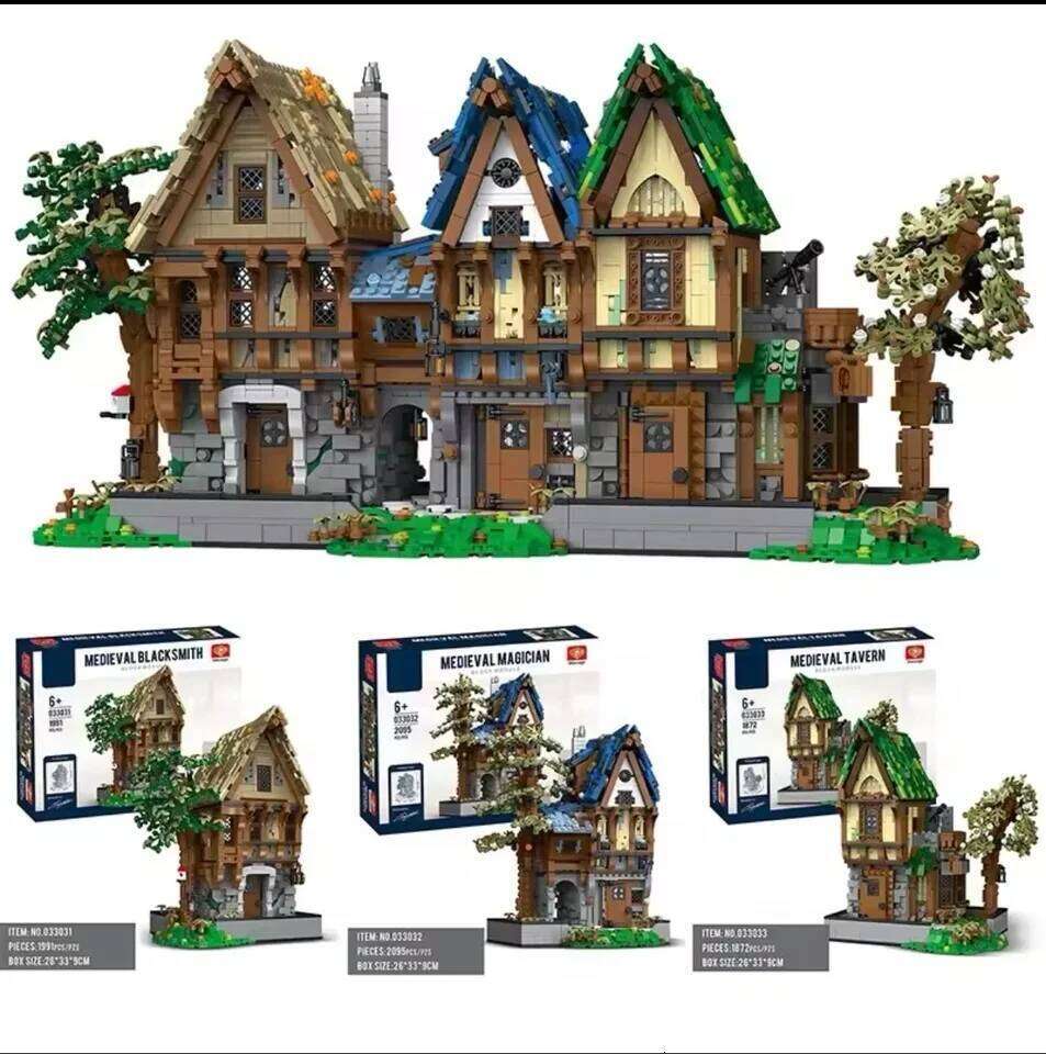 Medieval Blacksmith Shop Magic House Tavern Building Blocks MOC City Street View Bricks Set Adult Desktop Ornaments Kid Toy Gift Z260305