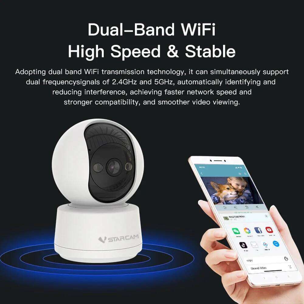 Vstarcam 5MP Smart Video IP 2.4/5GHz Dual-band WiFi AI Humanoid Detection Full Color Night Vision Child Safety Camera 26W0306