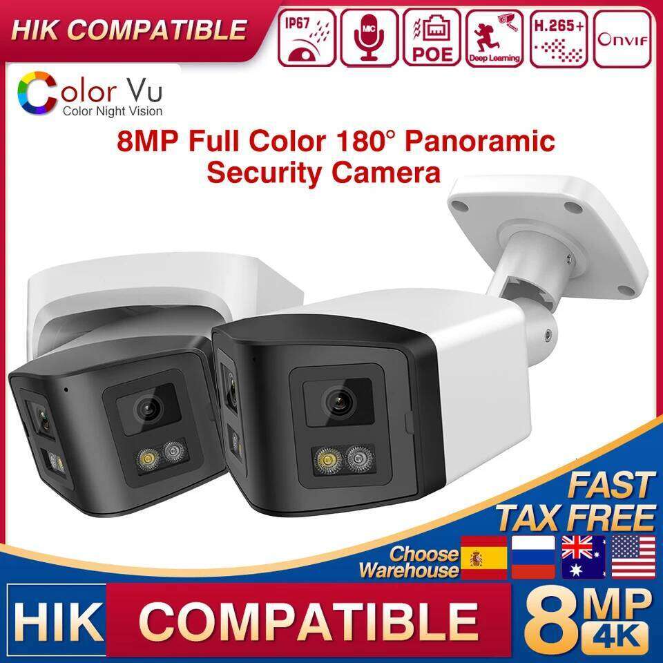 Hikvision-Compatibele 4K 8mp ColorVu 170 Binocular Panoramische IP Md2.0 Tweerich tingsges prekken Thuis CCTV Camera 26W0306