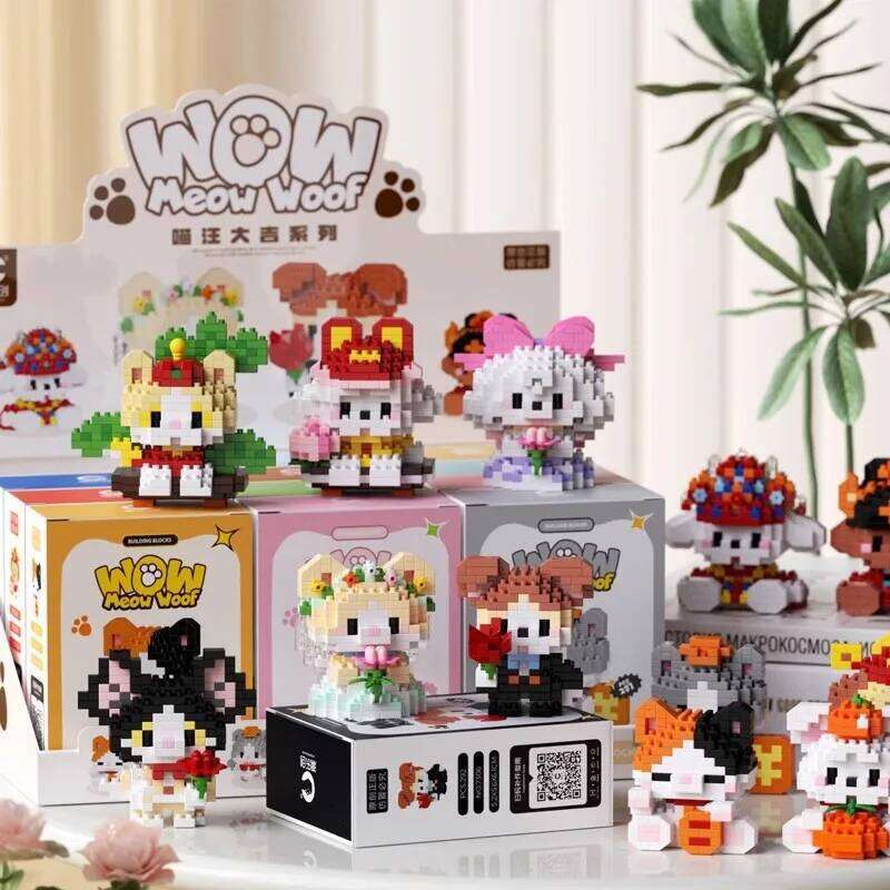 Pet Series Cartoon Animation Building Block Cute Wedding Cat And Dog Models Educational Assembly Toys Holiday Gifts Z260305