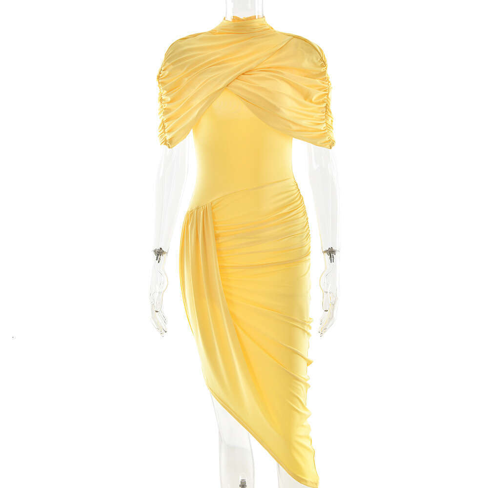 2026 New Foreign Trade Hot-Selling Elegant Slim-Fit Pleated Dress, Fashionable and Sexy Backless Bodycon Women's Long Dress
