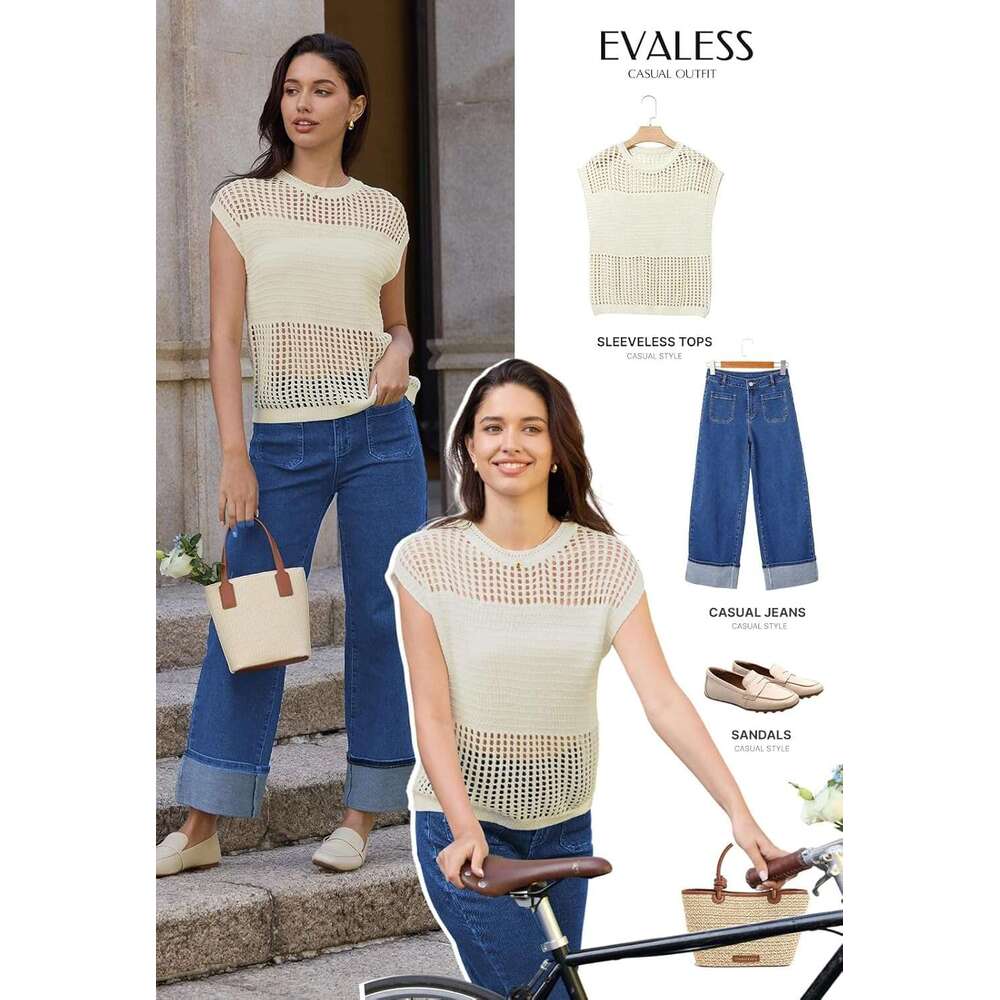 Designer Womens Tops Casual Summer Cap Short Sleeve Crochet Hollow Out Knit Sweater Vest Pullover T-Shirts Beach Coverup