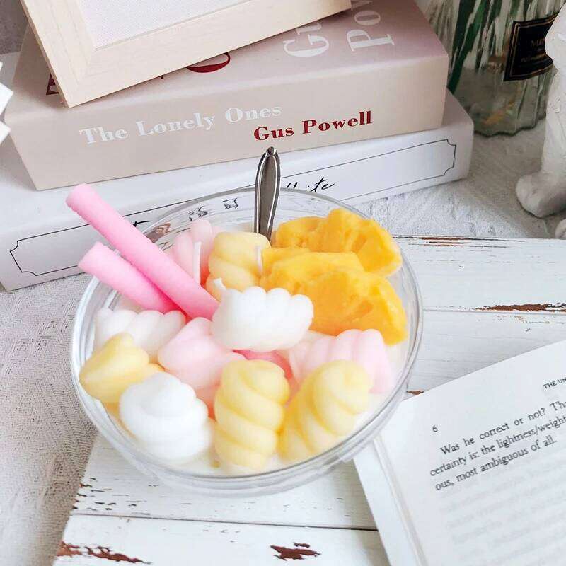 Marshmallow Fruit Cup Scented Candle - Soy Wax Handmade Fragrance Ornament Dessert Theme Birthday Gift W260304 W260305