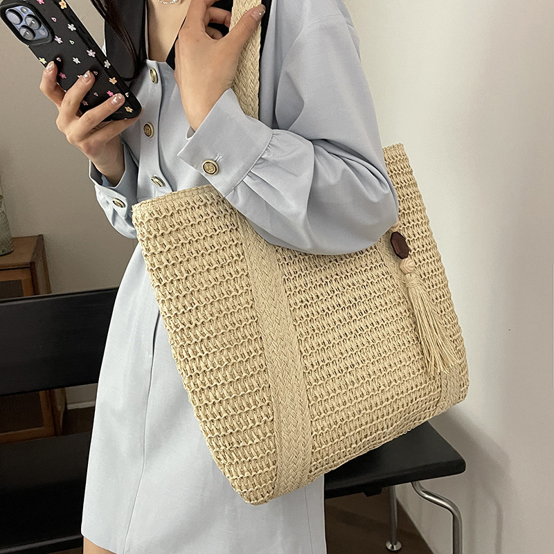 Summer casual style women's straw bag new large capacity woven tote bag seaside vacation beach bag designer bag