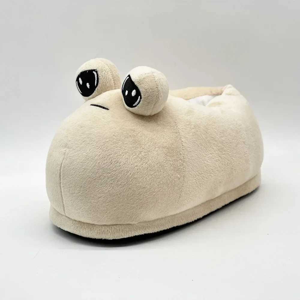 Hot Game My Pet Alien Pou Plush Toy Sad Pou Plush Slippers Non-slip Soft Stuffed Pou Cotton Slippers Indoor Gifts for Girls S260305