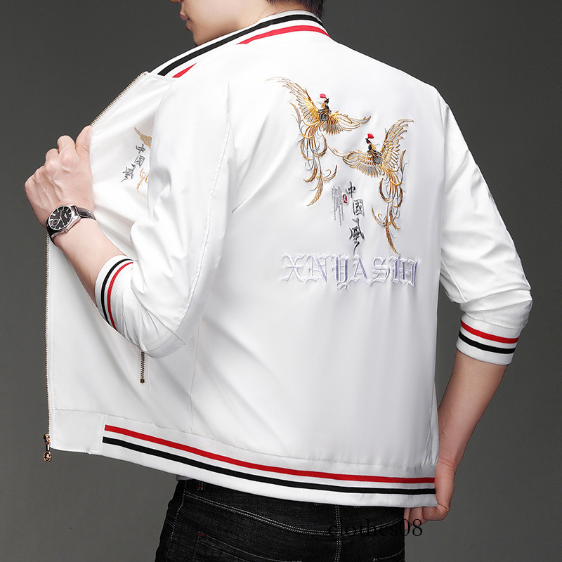 New European style trendy Chinese-style embroidered for men, casual slim-fit men's flight jacket