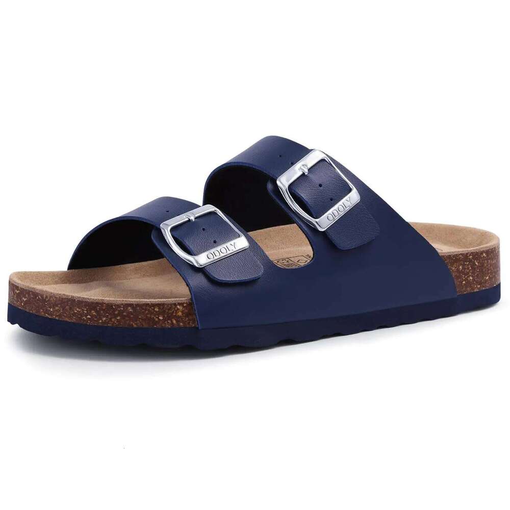 Litfun Men Fashion Slippers Summer New Women Double Buckle Sandals Soft Comfy Cork Footbed Slides Brand Unisex Beach Shoes