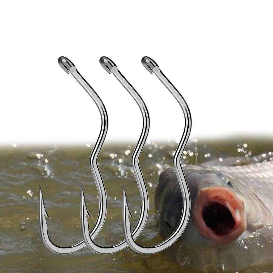 FISH KING12Pcs High Carbon Steel Hooks With Ring 6-13# Automatic Flip SHarp Barbed Fishhook for Carp Fishing Accessories S260305