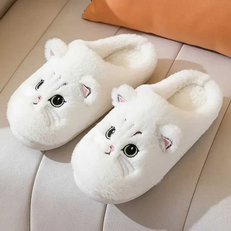 Comemore Cute Cat Slippers Fluffy Furry Women Home Platform Slippers Men Winter Plush Slides Indoor Slippers Lovely Cotton Shoes S260305