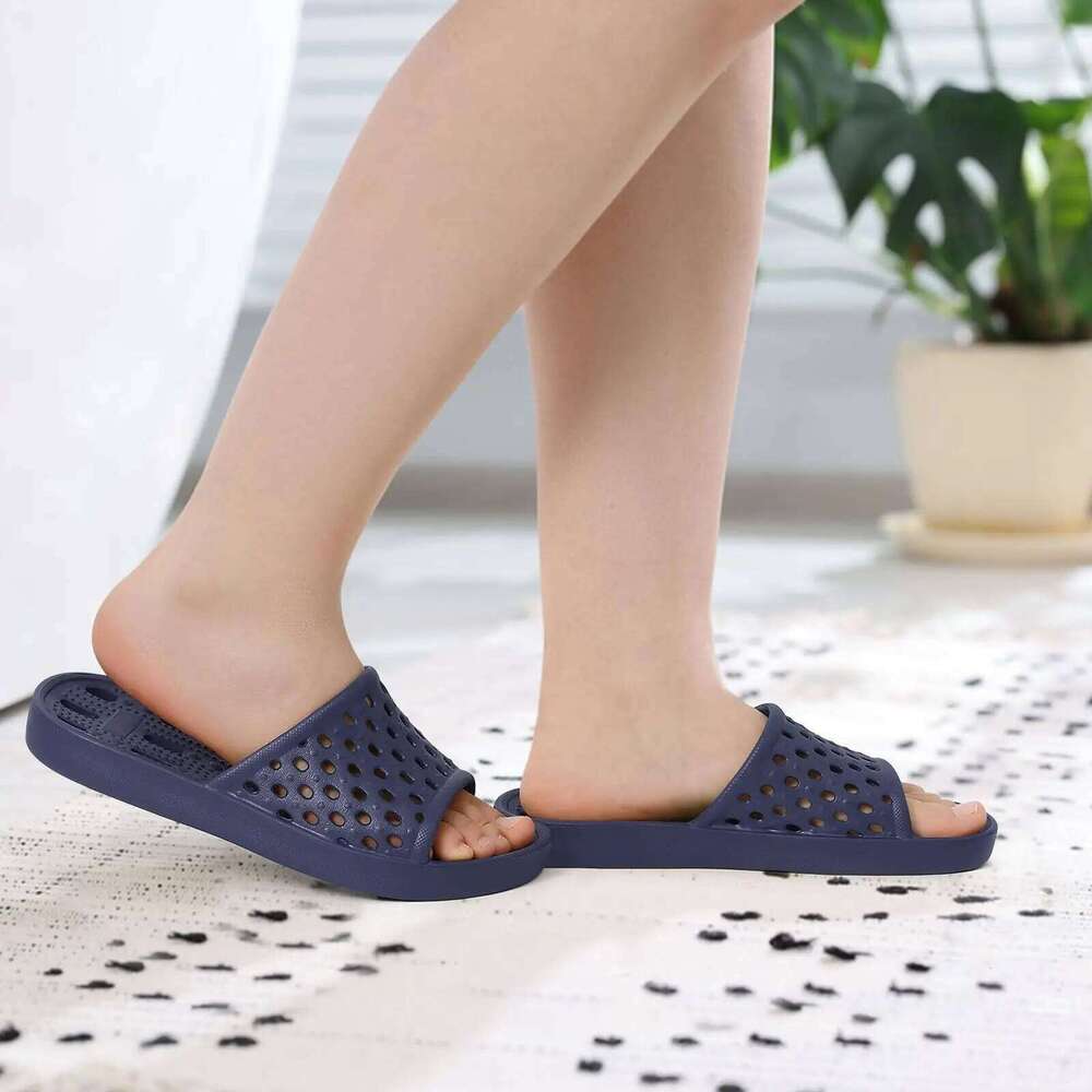 Litfun Light House Women's Fashion Breathable Pool Slippers Drain Holes Anti-slip Beach Slides Orthopedic Bath Sandals