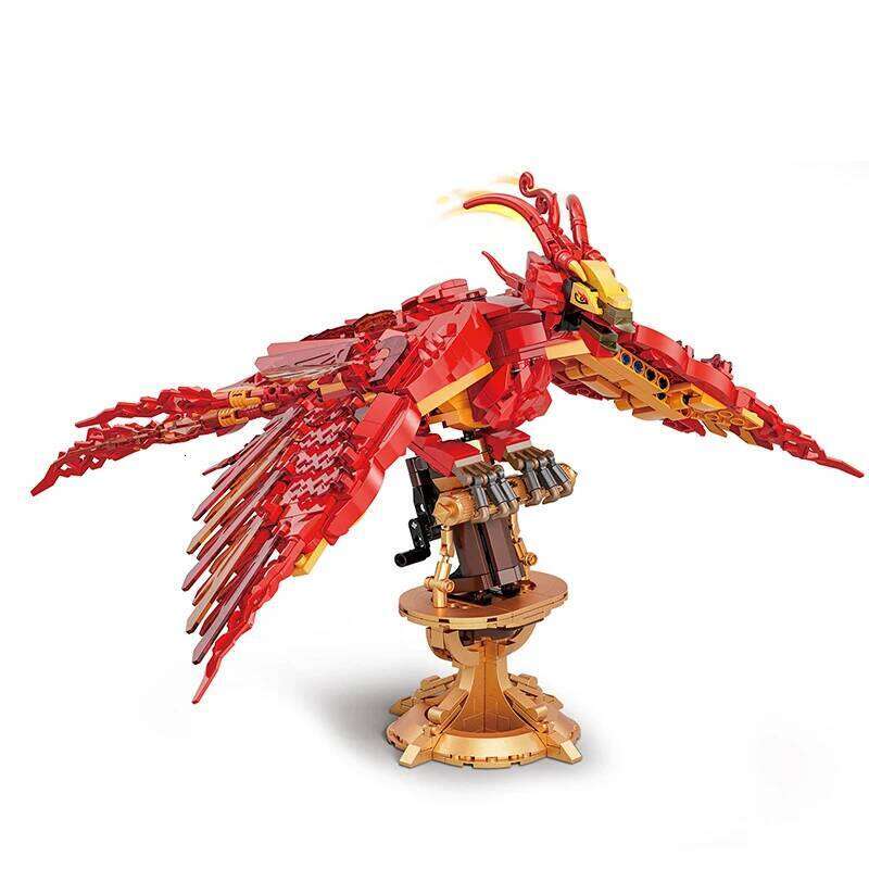 Magic Movie Fire Phoenix Building Blocks Bricks Chinese Mythical Animal Bird Fly Divine Beast Model Assembled Toys For Kids Gift Z260305