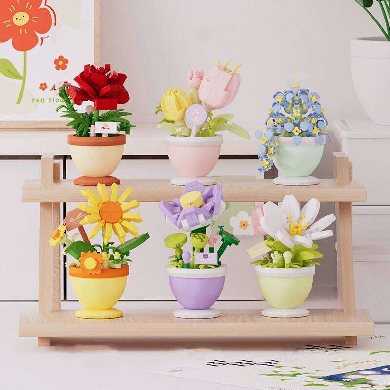 2024 New Original Rose Box Tulip Lotus Building Blocks Flower Model Tiny Particle Gift Toy Z260306