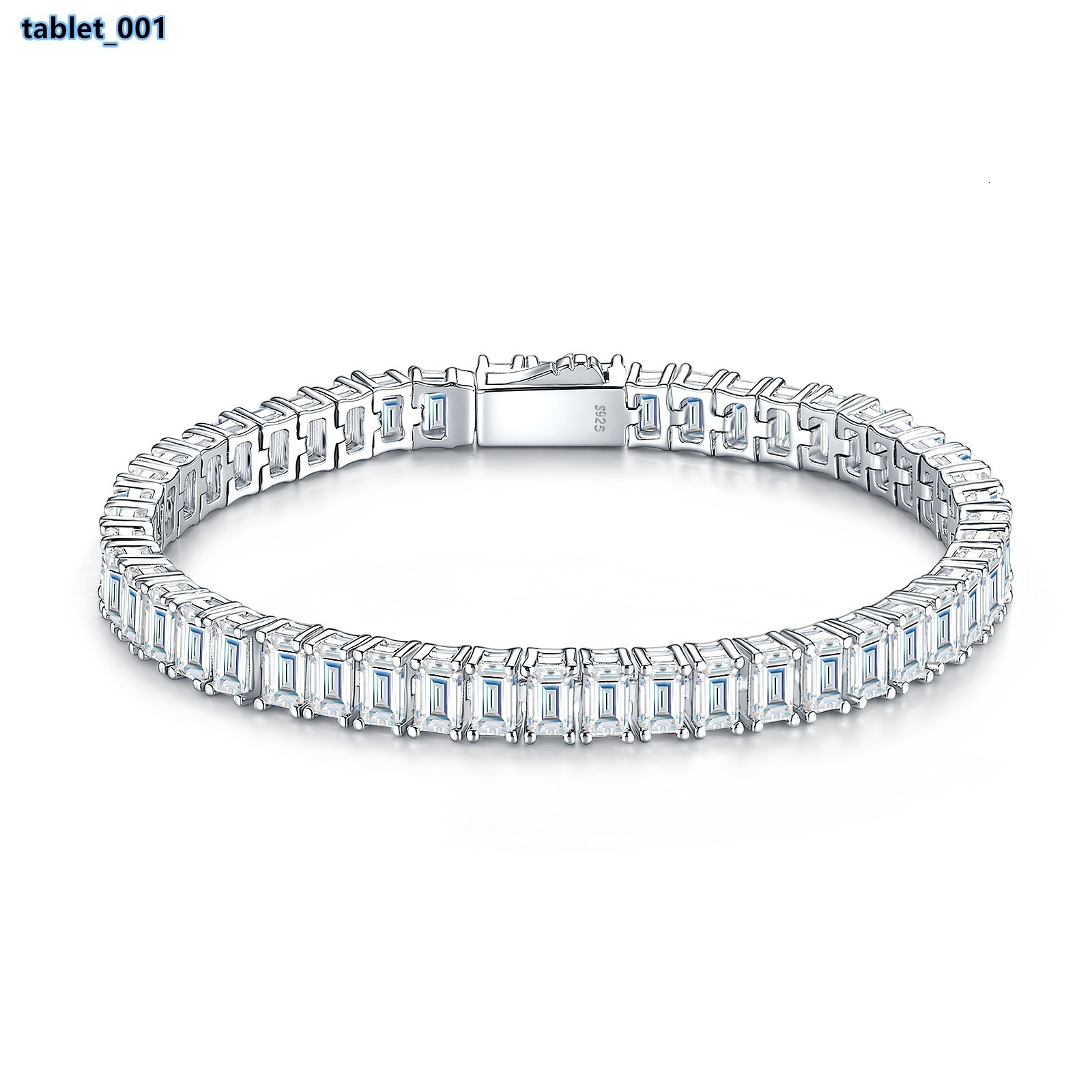 Luxurious S925 Sterling Silver Platinum Plated Jewelry Emerald Cut 35MM VVS GRA Moissanite Tennis Chain Bracelets for Men Gifts