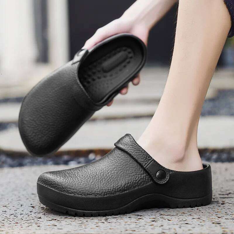 Litfun Summer Clogs Slippers For Men New Waterproof Oil-proof Kitchen Chef Outdoor Antiskid Garden Shoes EVA Beach Sandals