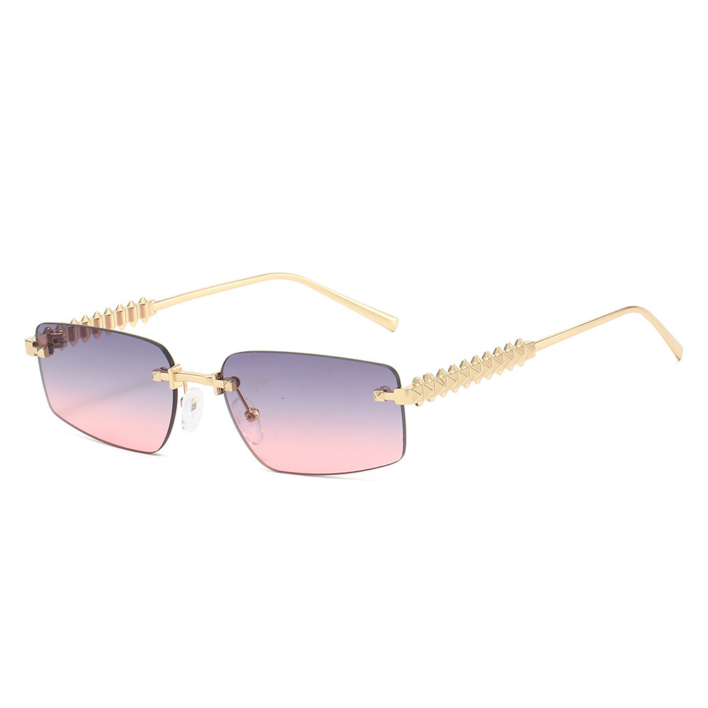 New with a European American high-end feel, personalized rivet-leg sunglasses, square cut-edge frameless sunglasses for men and women