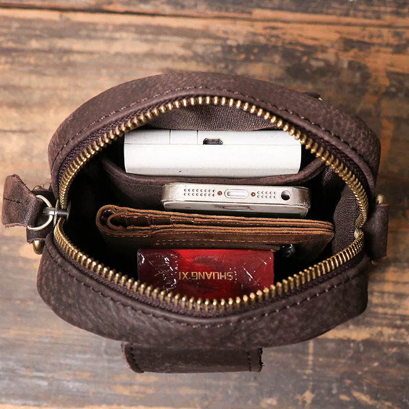 Vintage Mens Cow Leather Shoulder Bag Large Capacity Male Crossbody Mobile Phone For Men 260228