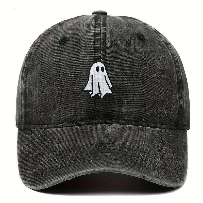 Halloween Embroidered Baseball Hat with Cute Ghost Pattern Simple Style Suitable for Men and Women Y260304