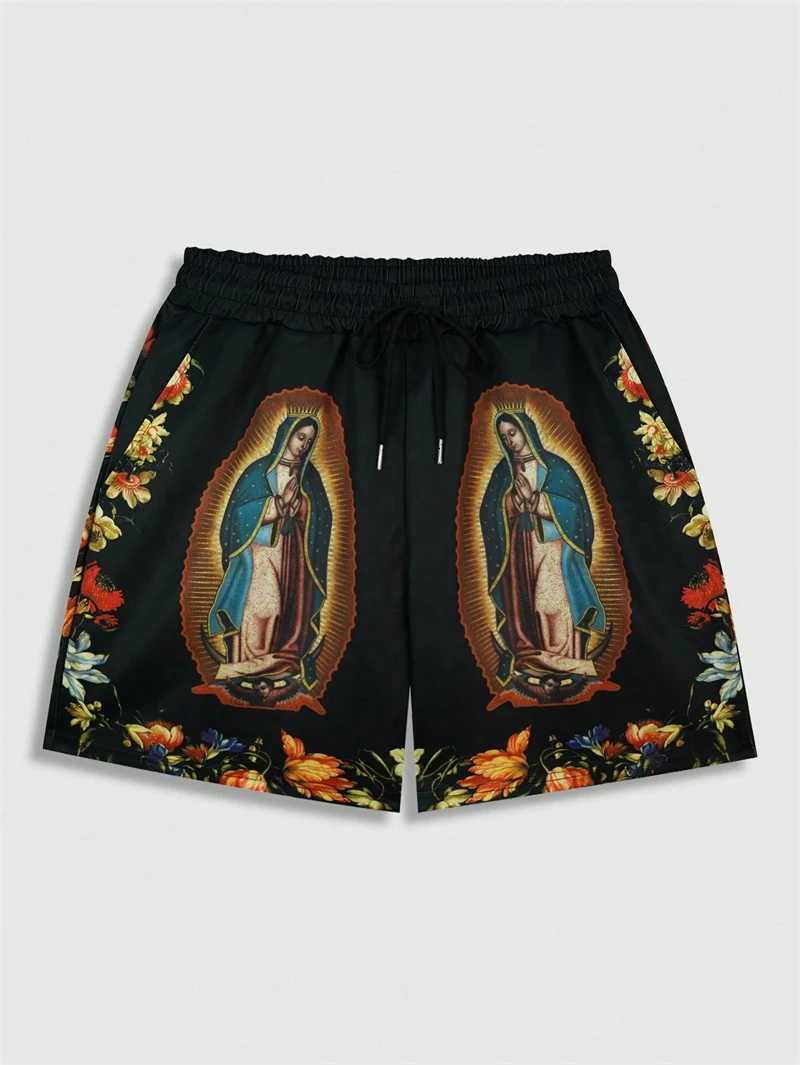 Fashion Virgin Mary Graphic Short Pants For Men Summer Trend Vacation 3D Printed Beach Shorts Cool Streetwear Loose Swim Trunks X260306