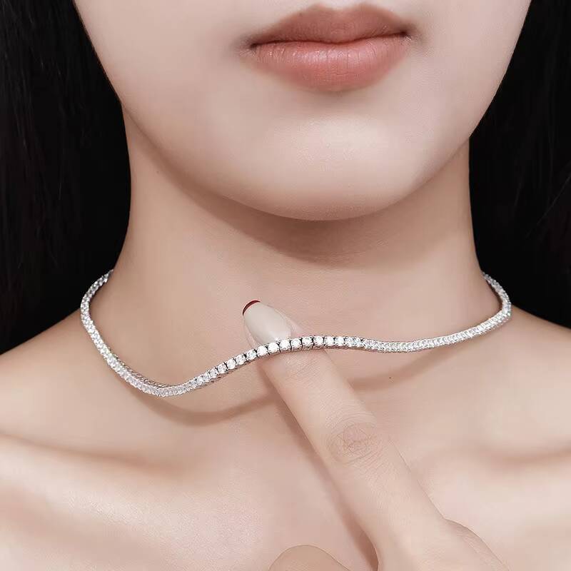 06ct XL121 Manufacturer purchase tarnish free waterproof 925 Silver VVS Real Moissanite permanent jewelry tennis chain