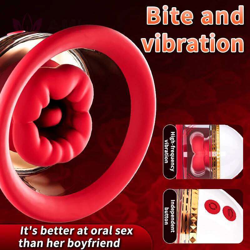 Big Mouth Breast Massage Female Masturbation Toy Nipple Licking Clitoral Stimulator Rose Sucking Vibrator for Sexual Pleasure W260305
