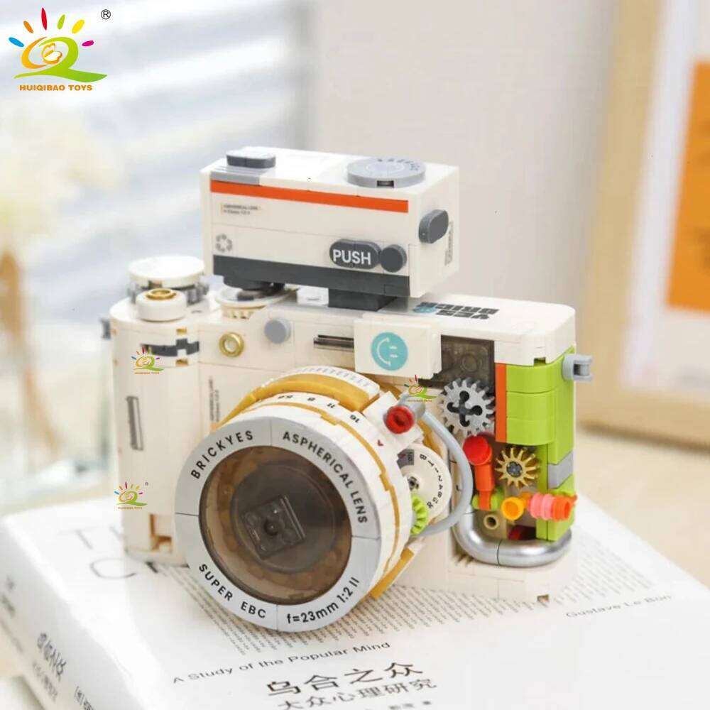 HUIQIBAO Simulation Retro Camera Model Micro Building Blocks Mini Bricks Assemble Children Toys Desk Home Decoration Kids Gift Z260306