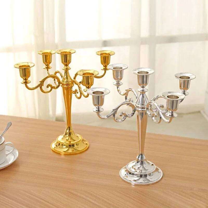 Silver/Gold/Black/Bronze Metal Holder Retro 3-Arms Candelabra Candle Stand Wedding Candlestick Drop Shipping MJ XJ260305