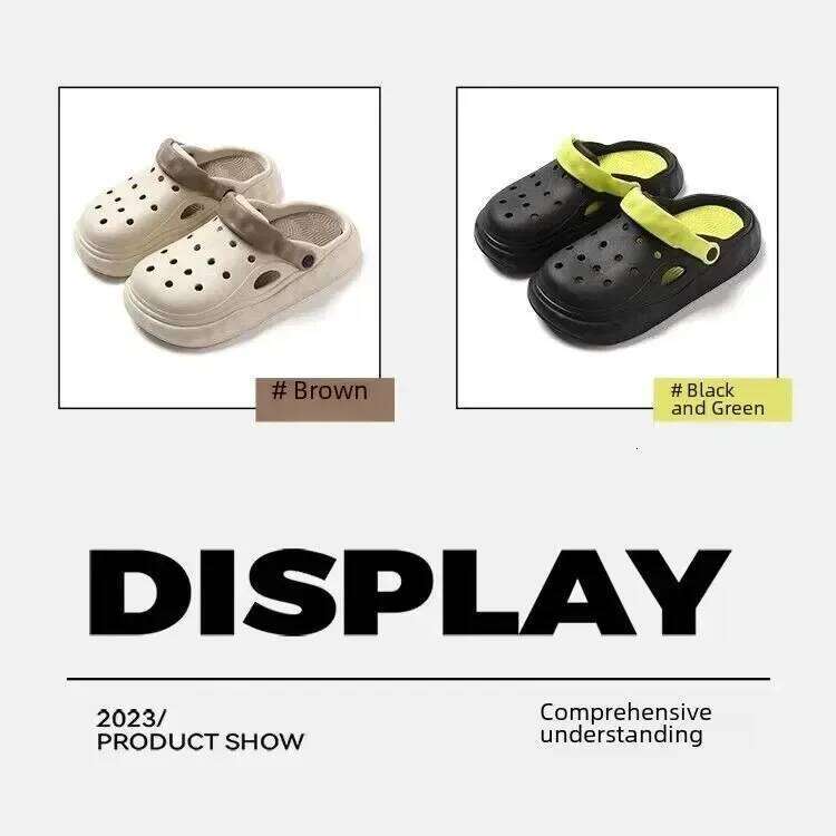 Men Summer Ultra-thick Bottom Outdoor Fashion Anti-slip Lazy Two-piece Beach Head Slippers Cartoon Pvc Material Sporty Style