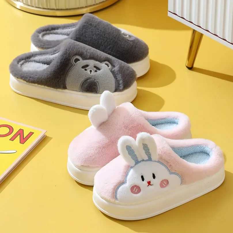 Slippers Women Warm Winter Rabbit bunny teddy Bear Kawaii Plush Contton Indoor Fuzzy Men Male Female Soft Home House Floor Shoe S260305