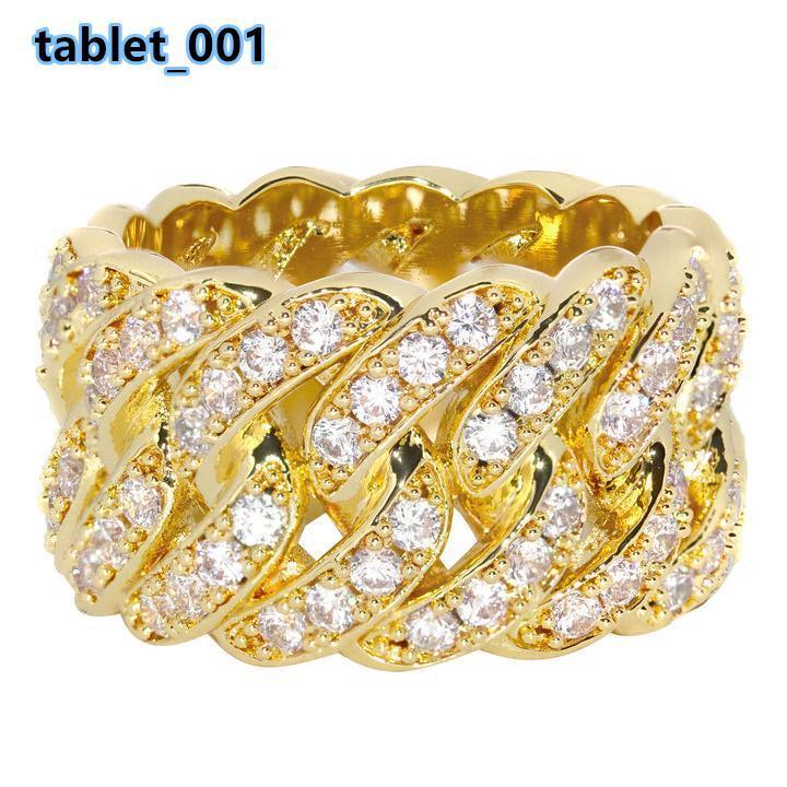 Luxury Moissanite Cuban Ring Hiphop Jewelry Big Guy 18k Gold Plated 925 Sterling Silver Moissanite Ring