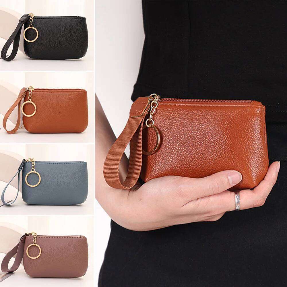 Durable Multifunctional Wallet Zipper Solid Color Purse PU Leather Clutch Bags C260304
