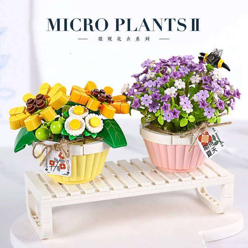 Creative Mini Flower Pot Building Blocks Green Plant Bouquet Small Bonsai Home Decoration Children's Educational Toys Girl Gift Z260306