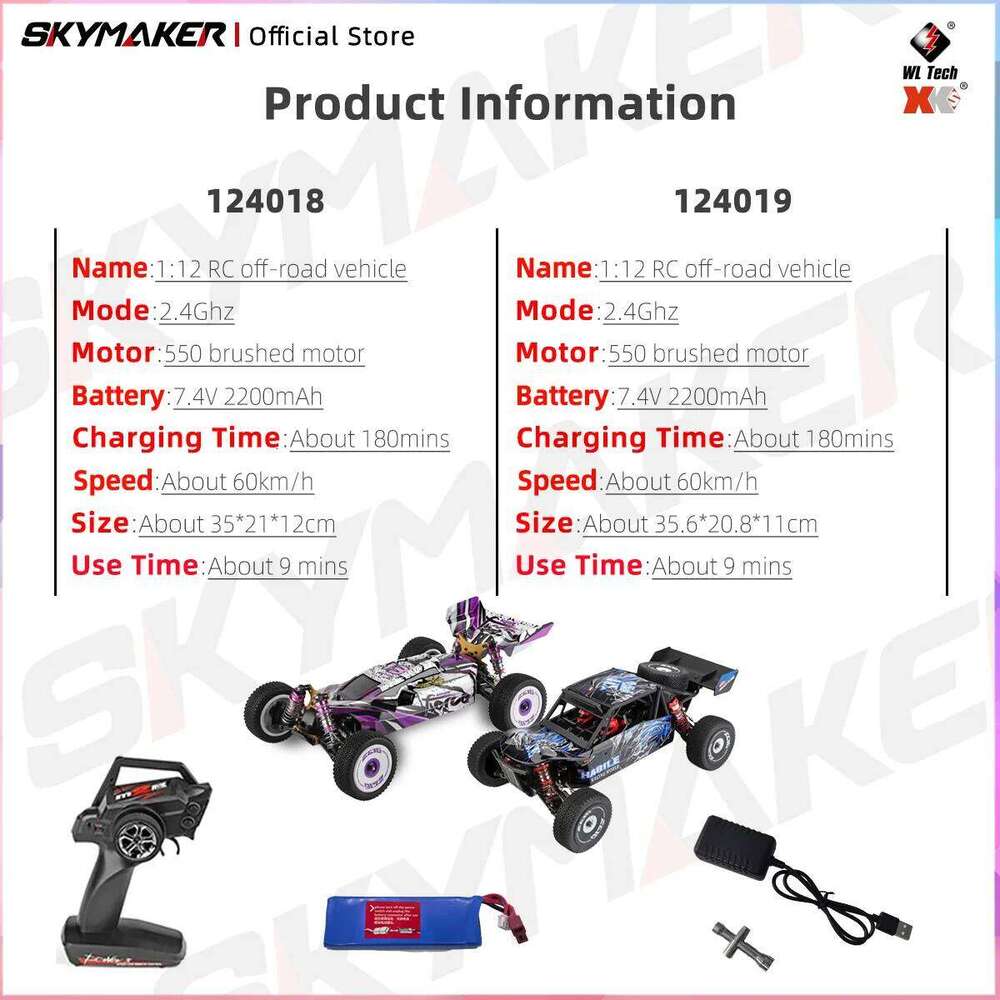 Wltoys RC 124018 124019 1/12 RTR 55km/h High Speed Remote Control 4WD Off-Road Climbing Racing Vehicle Car Toy for Boys Gift C260305