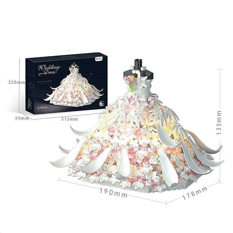 Romantic Princess Black and White Wedding Decoration Assembled Building Block Toy Girls Valentine's Day New Year's Gift Z260306