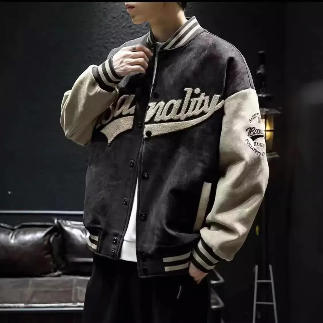 MeTrendy Oversize Jacket Men Spring Autumn American Style Vintage Chamois Leather Velvet Jacket Trendy Vintage Baseba 260306