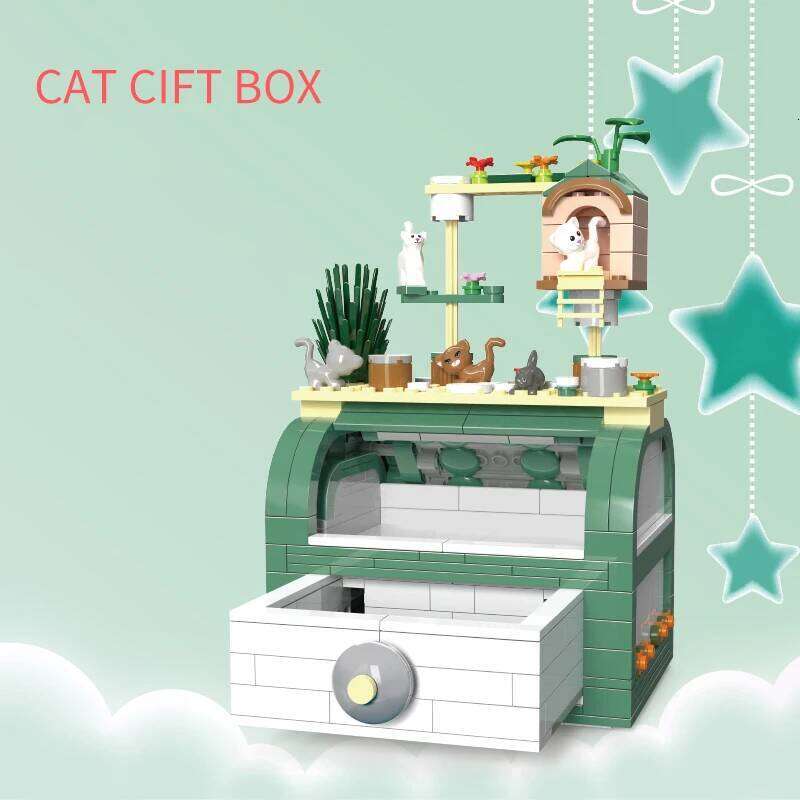 495pcs Mini Romantic Bear Ring Building Blocks City Gift Cute Cat Box Desktop Decorations Bricks Toys for Girls Gifts Z260305